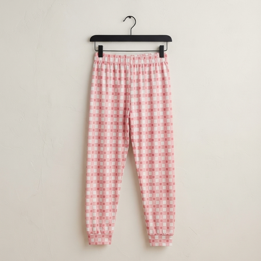 Ensemble de pyjama douillet à carreaux (Rose ) 6ANS A 12ANS