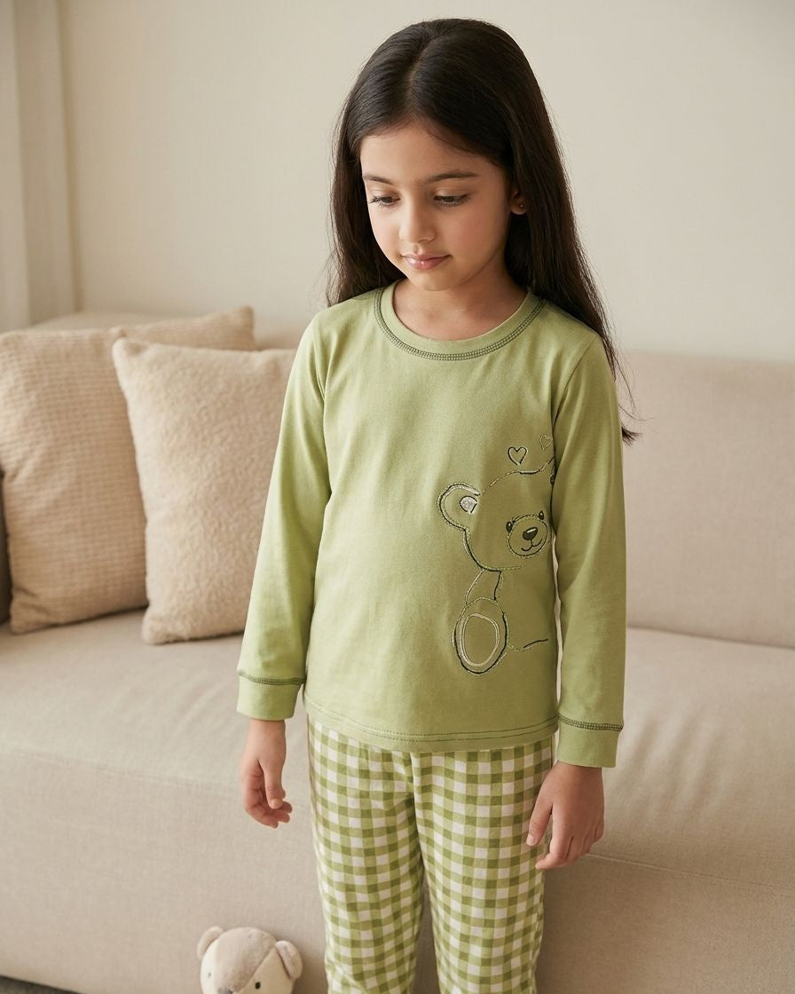 Ensemble de pyjama douillet à carreaux (vert menthe) 6ANS A 12ANS